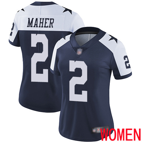 Women Dallas Cowboys Limited Navy Blue Brett Maher Alternate #2 Vapor Untouchable Throwback NFL Jersey